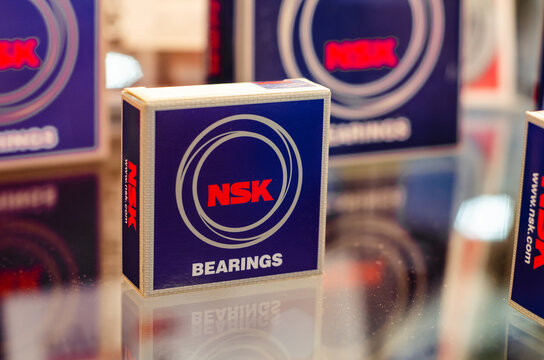 Kyiv, Ukraine - November 18, 2021: NSK bearings at the exhibition