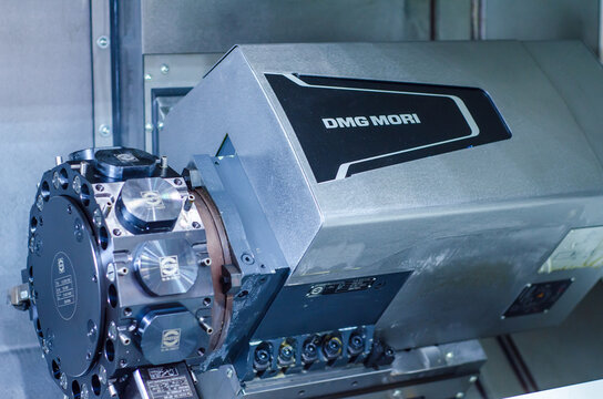 Kyiv, Ukraine - November 18, 2021: CNC Turning Machine DMG MORI