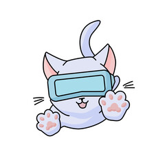 jumping cat with vr glasses