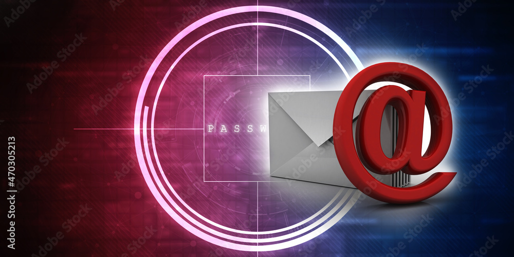 Aufkleber 3d rendering envelope with e mail