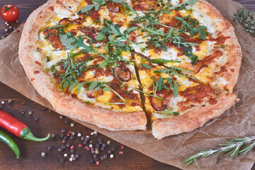 Italian pizza with melted cheese