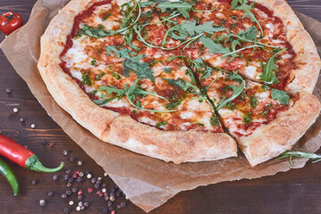 Italian pizza with melted cheese