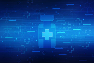 2d illustration medical bottles with plus sign