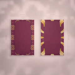Burgundy business card with antique gold ornaments for your personality.