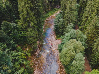 aerial view of ukrainian carpathian mountains