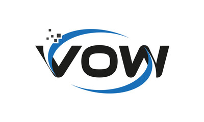 dots or points letter VOW technology logo designs concept vector Template Element	