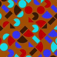 abstract geometric blue,red and chocolate colorful bright triangle shape luxury pattern with mosaic surface geometric on dark orange.