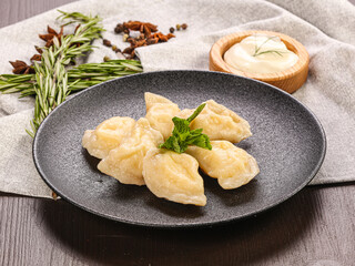 Varenyky dumplings with mashed potato