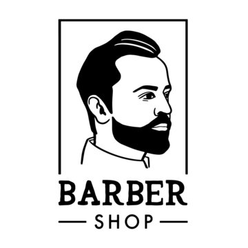 barber shop logo. Vector illustration. The Barber. Handsome man with beard and mustache.
