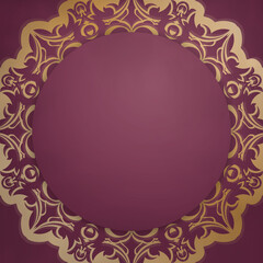 Burgundy card with luxurious gold ornaments for your design.