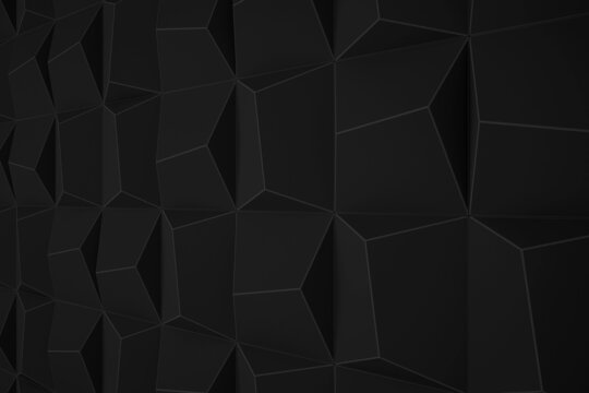 abstract dark black and gray geometric polygonal shape triangle luxury pattern with modern mosaic silver grunge surface on dark. © Visualism