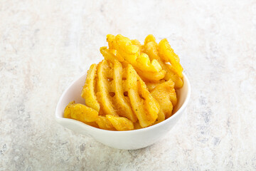 Fried potato slice in the bowl