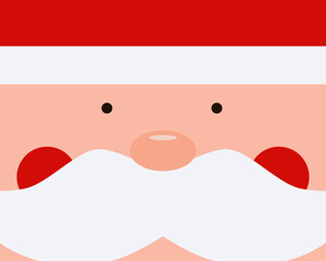 Close up Santa's face with his red hat. Merry Christmas concept. Cartoon vector style for your design.