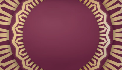 Burgundy color banner template with greek gold pattern for logo or text design