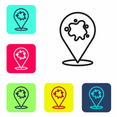 Black line Paint spray icon isolated on white background. Set icons in color square buttons. Vector