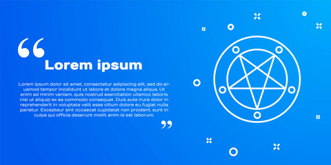 White line Pentagram in a circle icon isolated on blue background. Magic occult star symbol. Vector