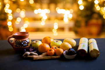 Traditional Mexican Fruit Punch ingredients for Christmas holidays