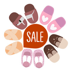 Slippers for home isolated on white background. Vector illustration.