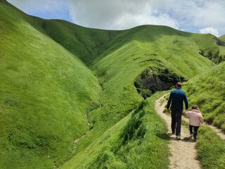 hiking in the mountains