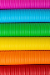 Closeup photofraphy view of colorful pop tubes,new fidget antistress toy.