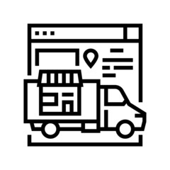 Fototapeta na wymiar distribution and delivery service line icon vector. distribution and delivery service sign. isolated contour symbol black illustration