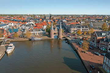 Obraz premium Aerial from the historical city Sneek in Friesland the Netherlands
