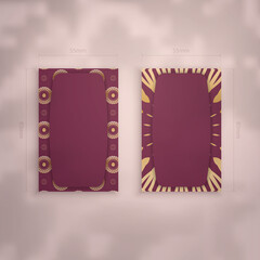 Business card in burgundy color with luxurious gold pattern for your personality.