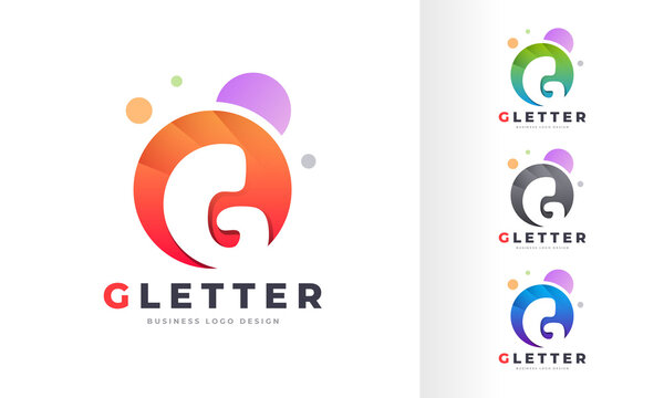 Gradient Initial Letter G Round Circle Colorful Bubble Editable Logo Design