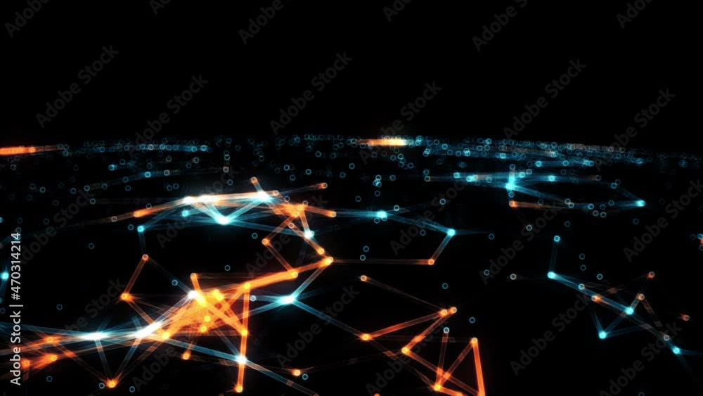 Aufkleber earth plexus/abstract technology background, on a black background bright glowing elements, orange, 