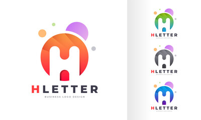 Gradient Initial Letter H Round Circle Colorful Bubble Editable Logo Design
