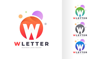Gradient Initial Letter W Round Circle Colorful Bubble Editable Logo Design