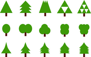 Vector set of cartoon Christmas trees, pines for greeting card, invitation,banner, web