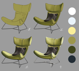 Step-by-step process of sketching furniture