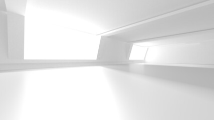 Illuminated corridor interior design. Empty Room Interior Background