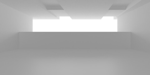 Illuminated corridor interior design. Empty Room Interior Background