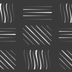 Seamless pattern Vector Abstract color white wave and line  black background design element