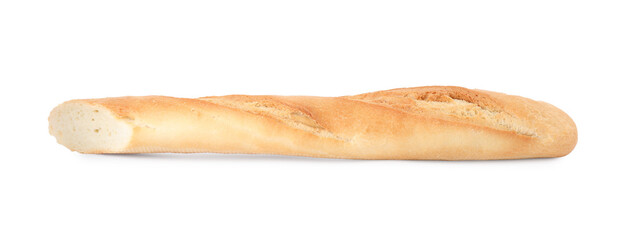 Piece of fresh baguette isolated on white