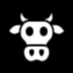 Cow icon isolated on black background. Illustration.