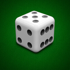 Dice on the green casino table. 3d illustration.