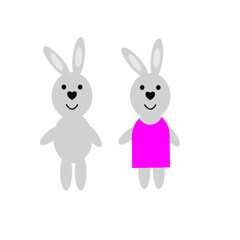 Characters two bunnies boy and girl. Bunnies are suitable for children's design