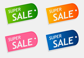 Super sale stickers, discounts. Set