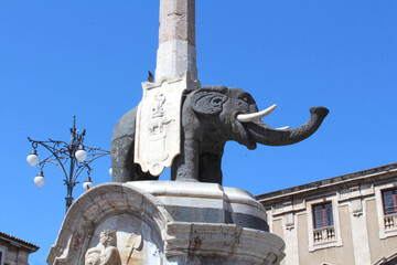 Catane / Sicile (Italie) - Fontaine de l'éléphant (Fontana dell'Elefante)	
