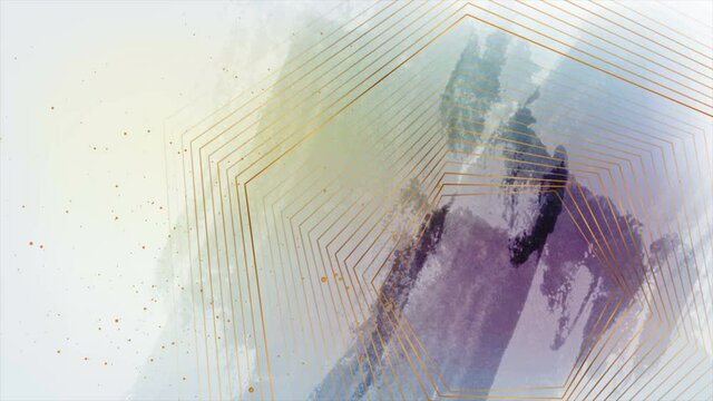 Abstract geometric luxury golden grunge background. Art deco watercolor blot motion design. Seamless looping. Video animation Ultra HD 4K 3840x2160