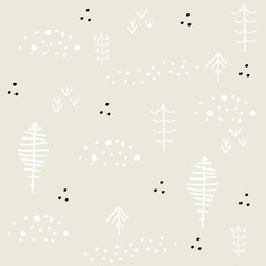 Seamless pattern with Christmas tree. Winter forest.