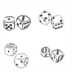 sketch of the two dices on white background, isolated