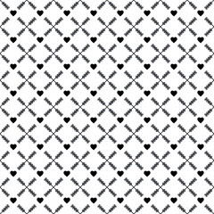 Vector seamless heart pattern EPS. Modern stylish texture SVG. Geometric striped ornament. Monochrome linear braids. Black and White love Pattern