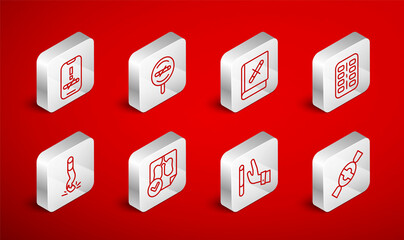 Set line Candy, No smoking, Book with stop cigarette, Nicotine gum blister pack, Giving up, Lungs x-ray diagnostics and Cigarette butt icon. Vector