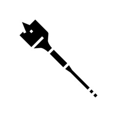 spade bit for drilling glyph icon vector. spade bit for drilling sign. isolated contour symbol black illustration