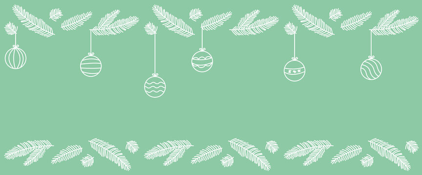 Weihnachtliche Karte Banner Gr&uuml;n Christmabumkugeln Xmas Winterlich 