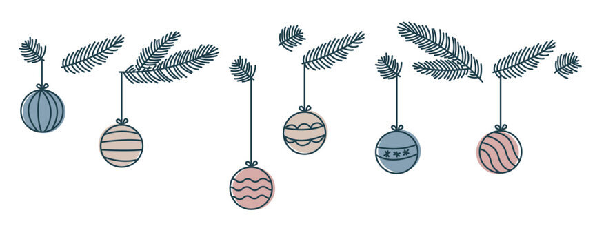 christmas baubles card banner panorama xmas card winter elegant greetings and copy space